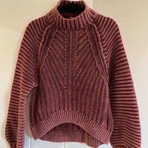 NWT Free People Sweetheart Sweater in Garnet Grotto Size Medium Chunky Cozy Boho